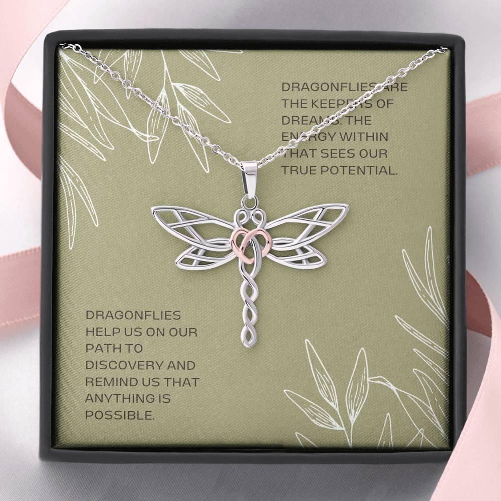 Elegant Dragonfly Pendant Necklace | Symbol of Strength and Grace