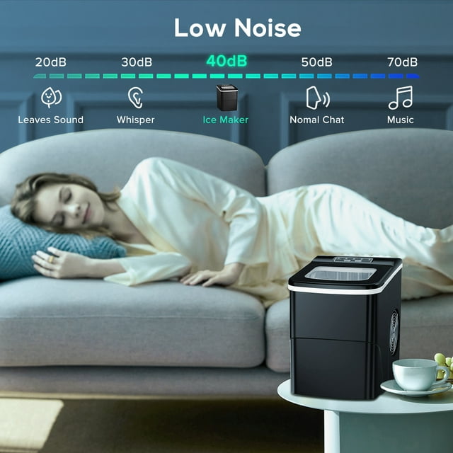 KISSAIR Portable Ice Maker, High-Efficiency, Low Noise, 26lbs/day