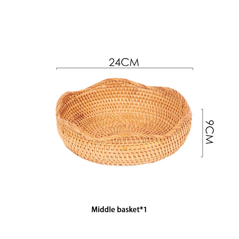 Eco-Friendly Handwoven Rattan Storage Baskets for Kitchen & Home