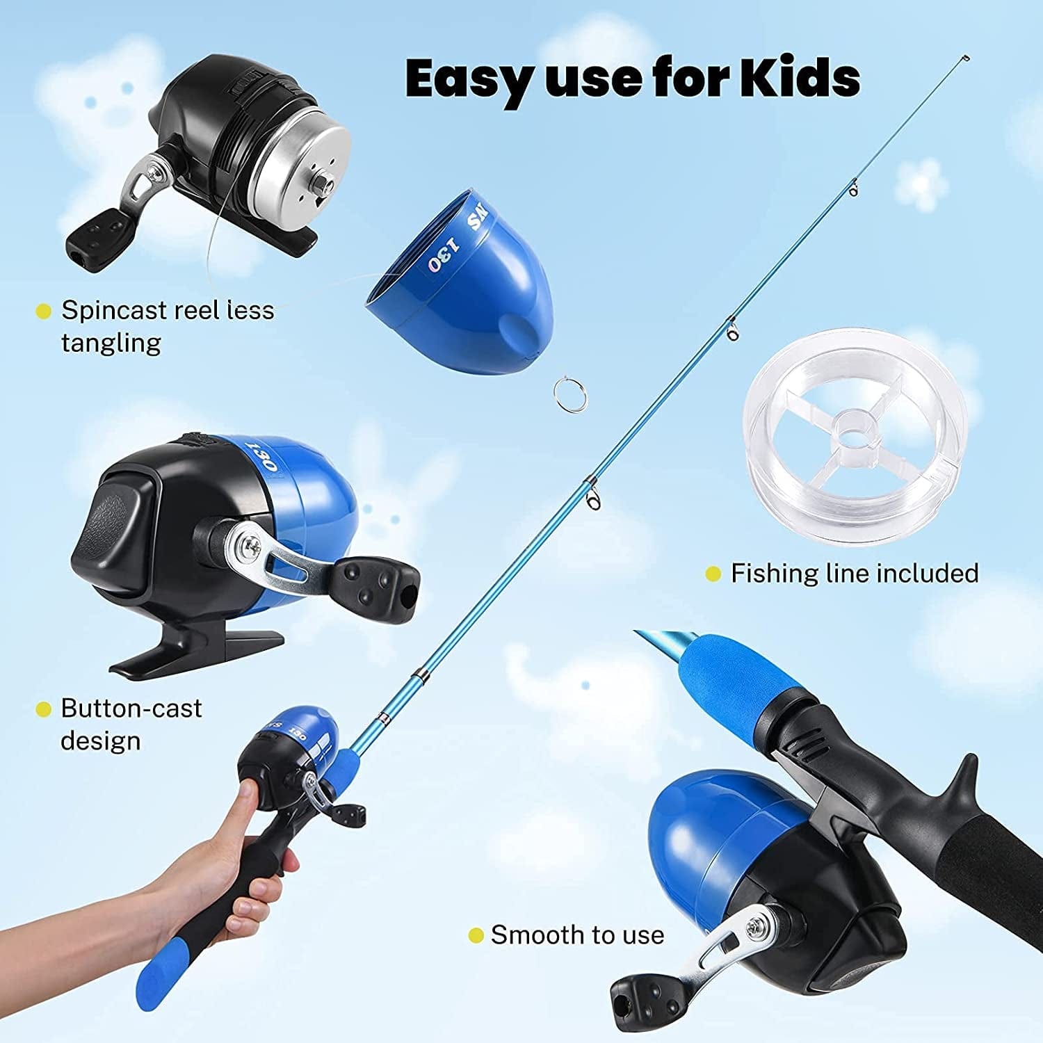Children's Telescopic Fishing Kit, Starter Fishing Rod and Reel Set with Tackle Box