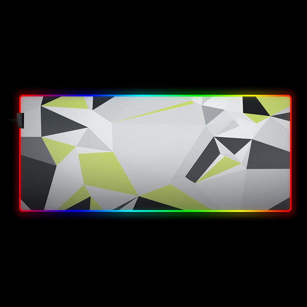 Lime & Gray Pattern RGB Gaming Mouse Pad - XL Size