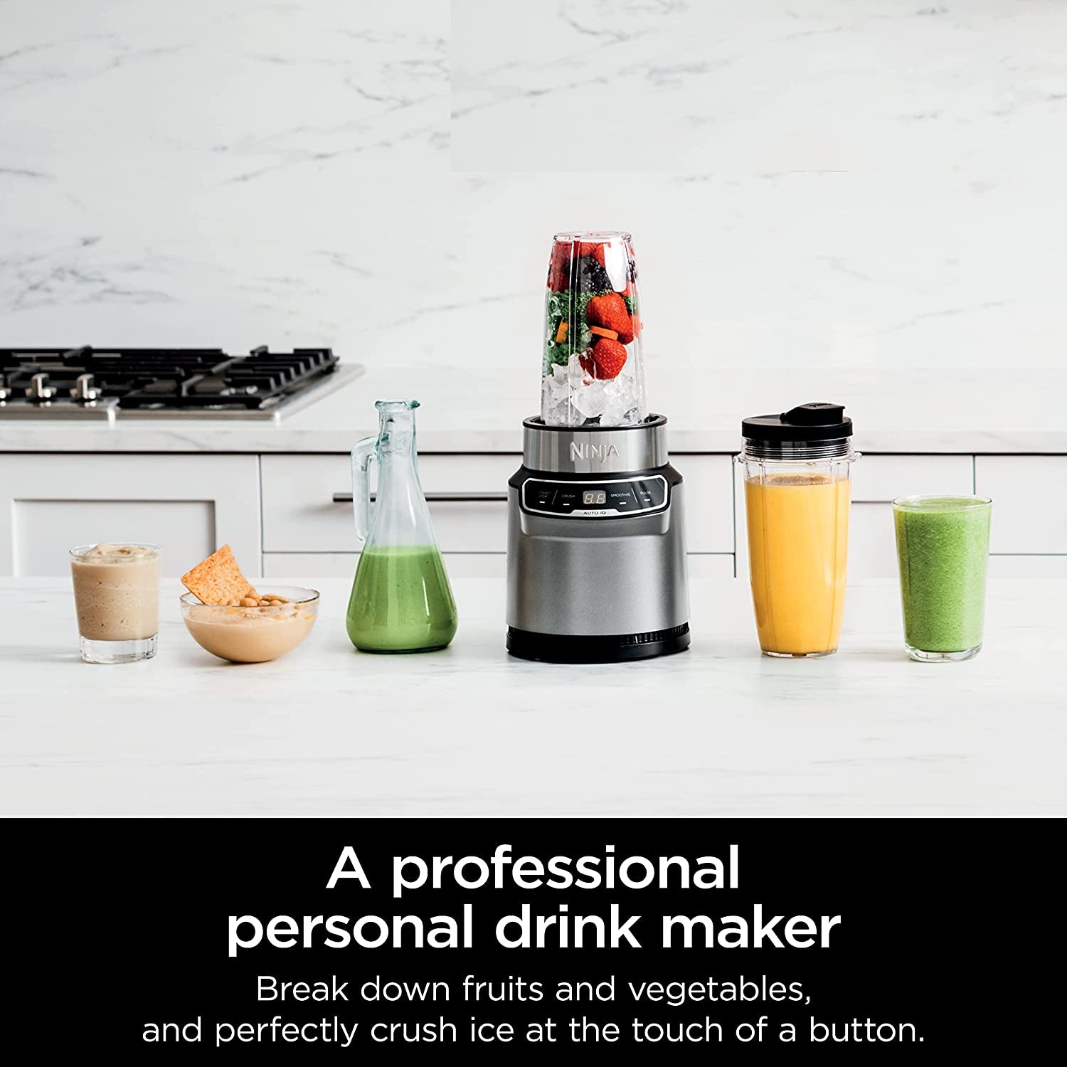 Ninja Nutri Pro Compact Blender with Auto-iQ, 1100W, for Smoothies, Frozen Drinks