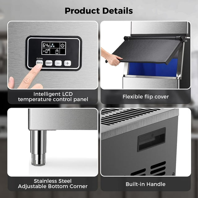 Auseo High-Capacity Ice Maker, 360 LBS/24H, 200LBS Storage, Fast Ice Production