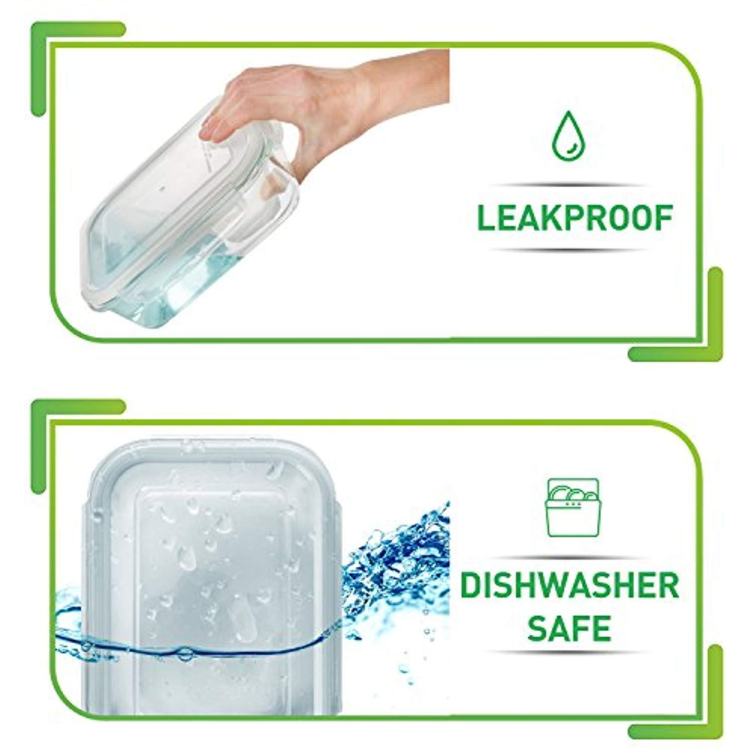 [5-Pack, 36oz] Premium Glass Meal Prep Containers with Airtight Lids