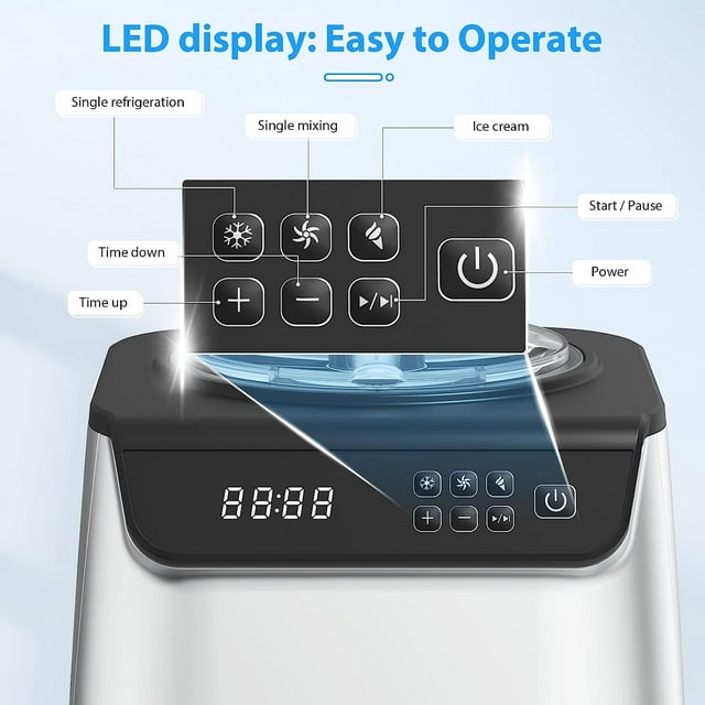 KISSAIR Premium Upright Ice Cream Maker with Built-In Compressor