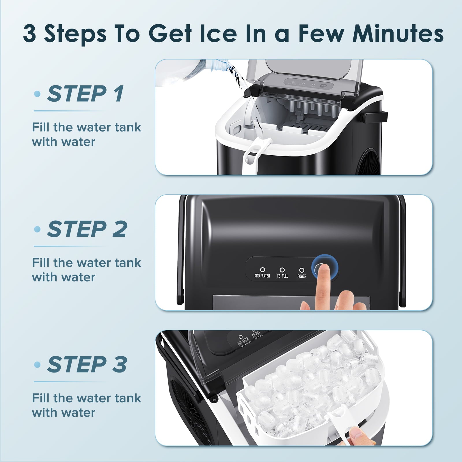 Auseo Portable Ice Maker, Fast and Efficient Countertop Machine