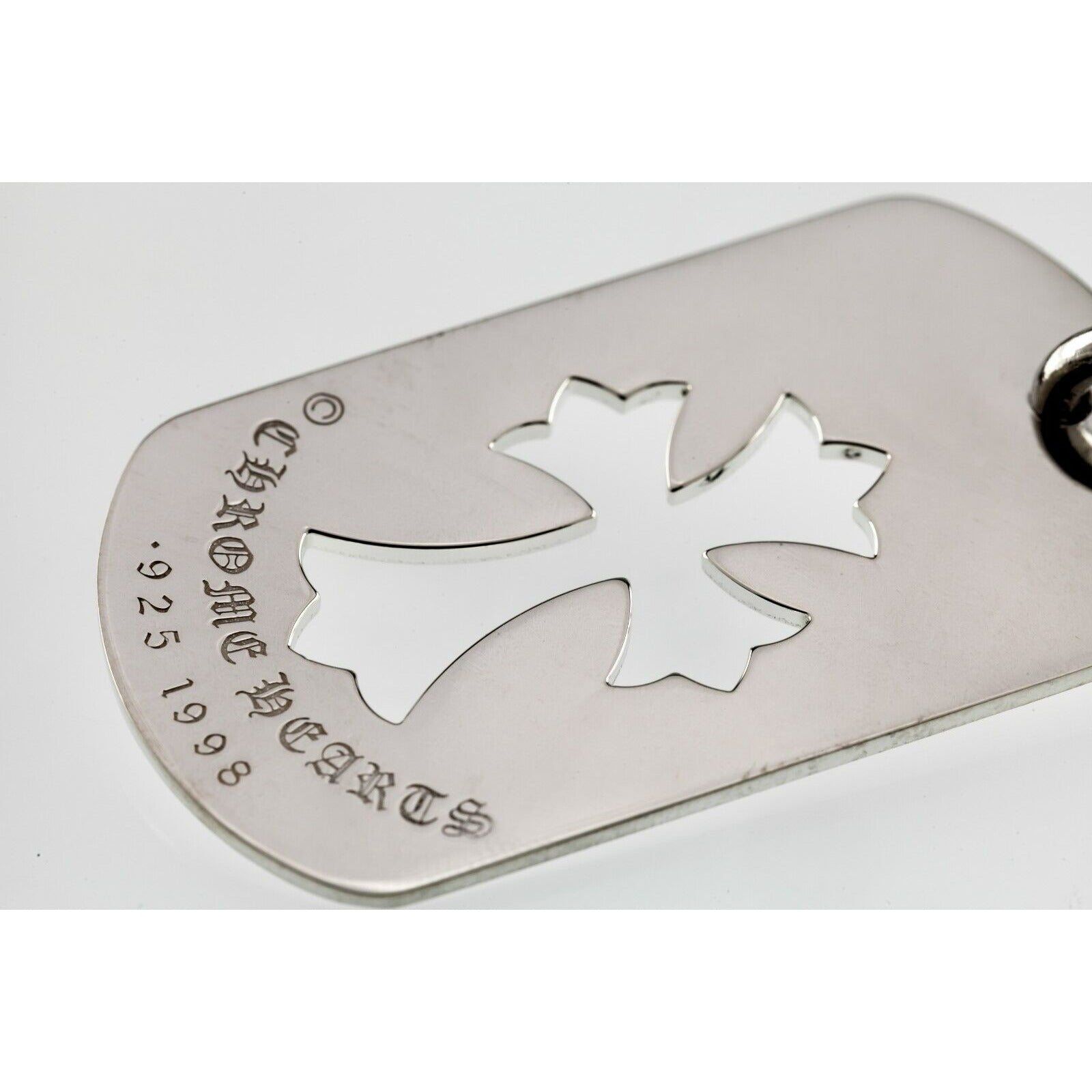 Chrome Hearts 1998 Sterling Silver Cross Cutout Dogtag Pendant