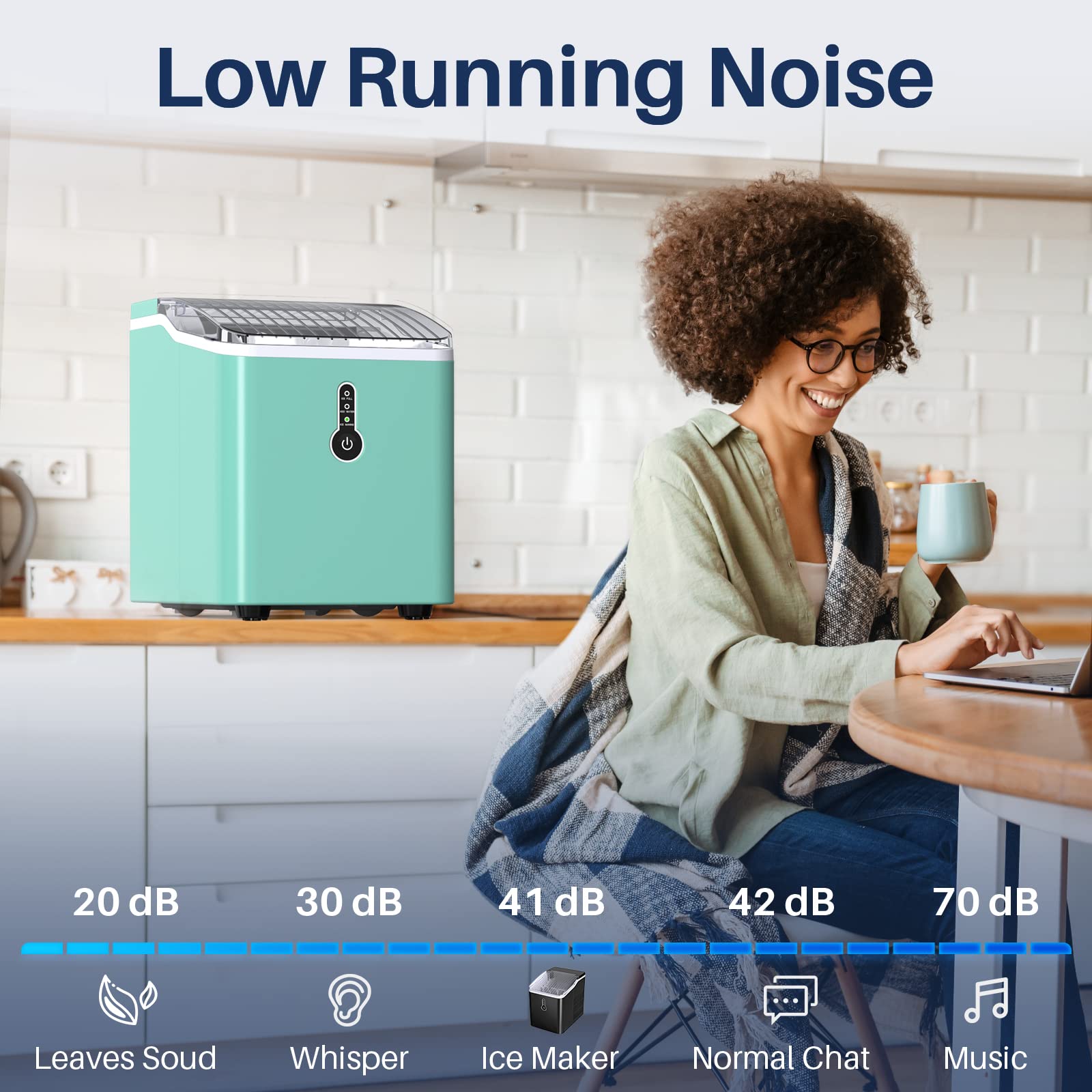 Portable Ice Maker with Self-Cleaning, 26 lb/24h, Compact Design