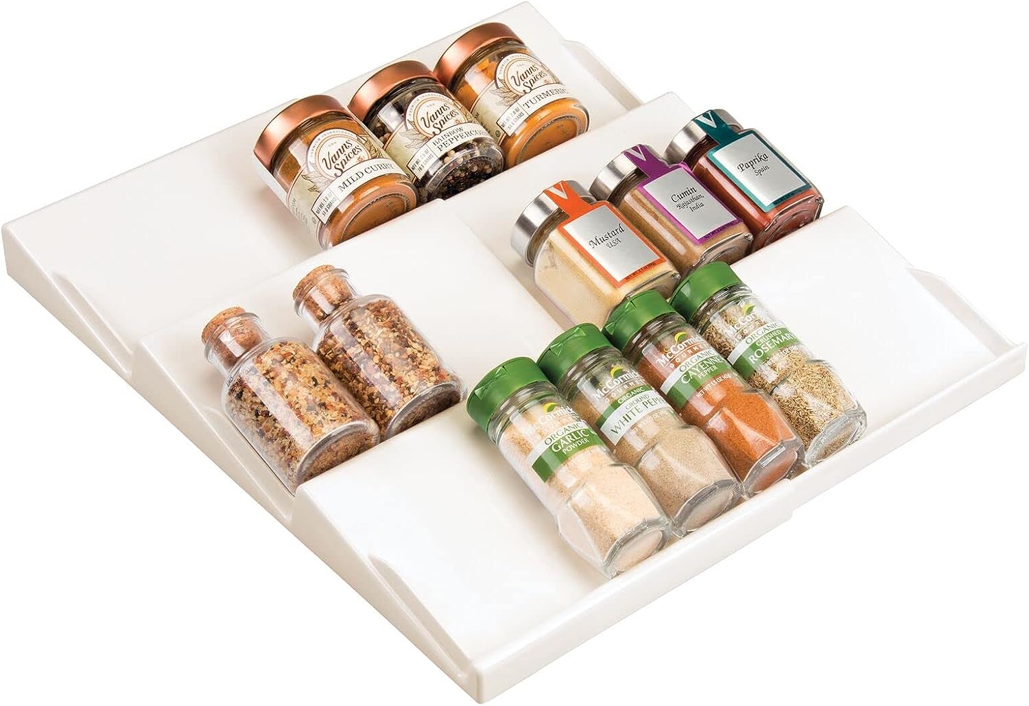 Upgraded 3-Tier Plastic Spice Rack Organizer for Kitchen Drawers