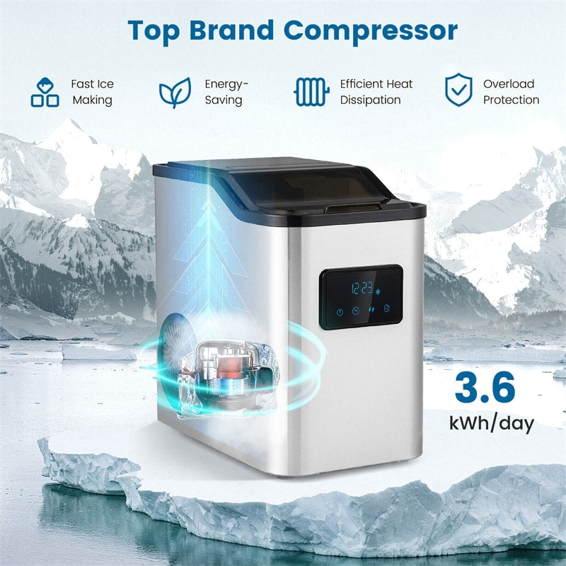 Portable Nugget Ice Maker - High-Capacity 60 lbs/Day Stainless Steel Machine