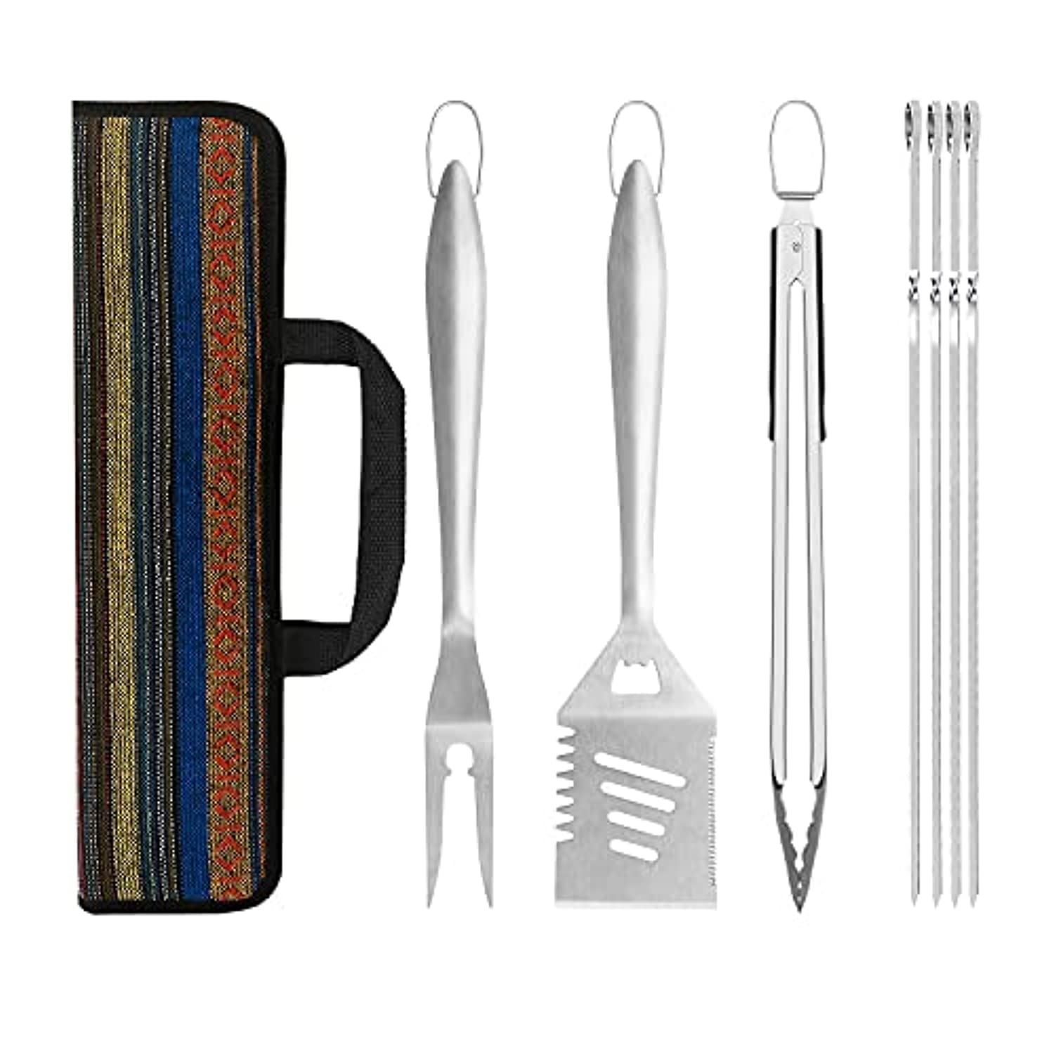 Grilljoy 8-Piece Stainless Steel BBQ Tools Set with Carry Bag
