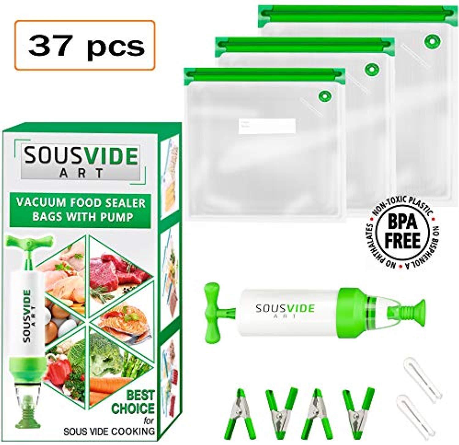 Premium Reusable Sous Vide Vacuum Food Storage Bags Set