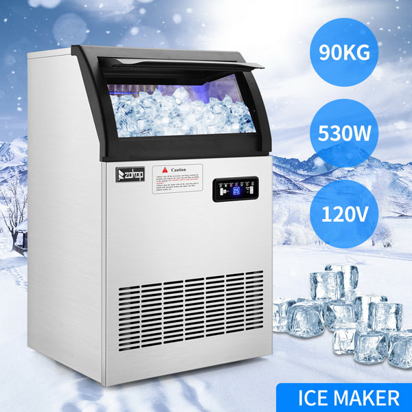 ZOKOP Stainless Steel Ice Maker Cube Machine, High-Capacity, Freestanding/Built-in