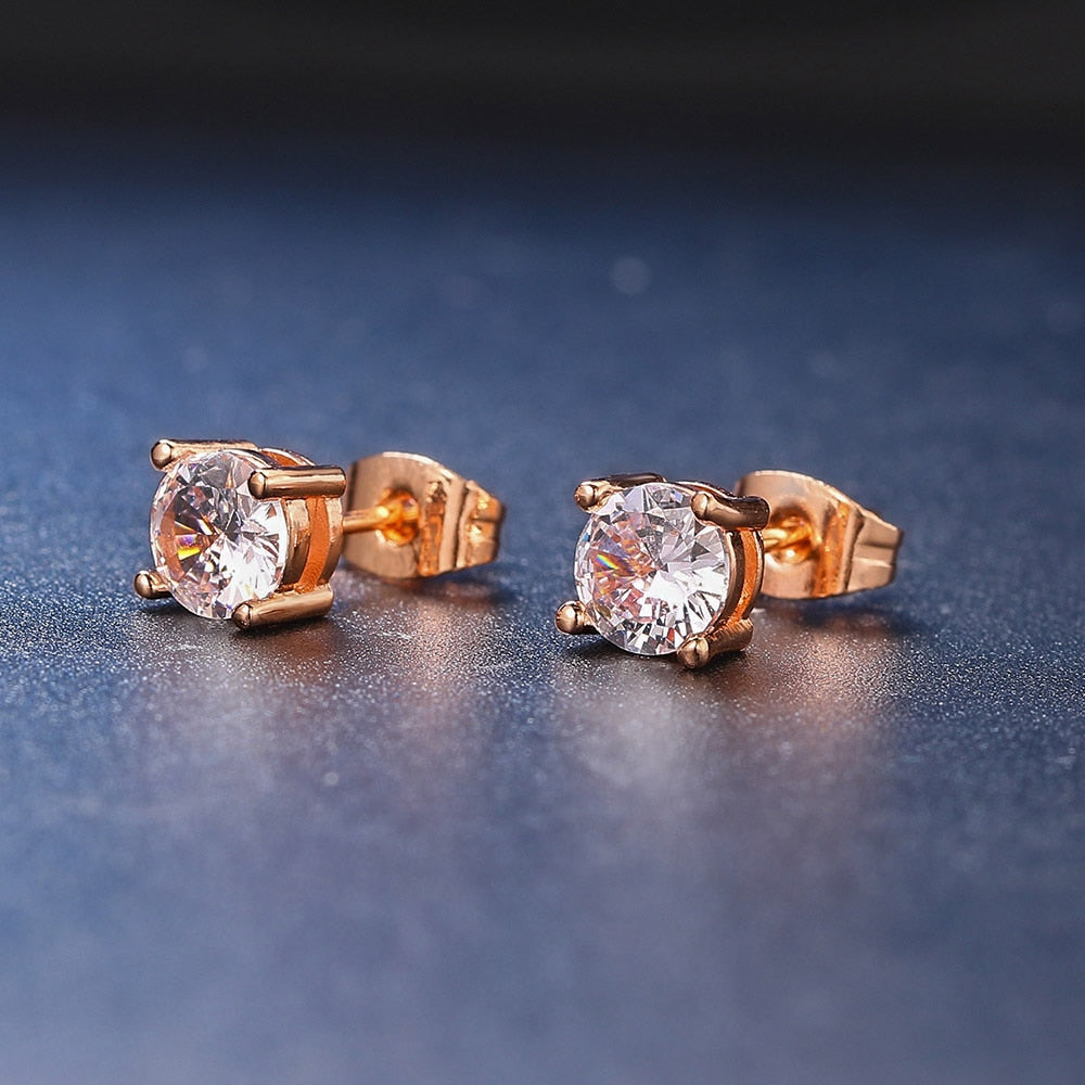 Glamorous Round CZ Stud Earrings for Women, Trendy 2023 Fashion Jewelry