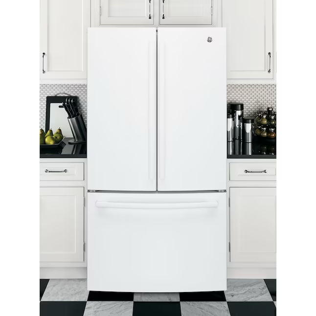 GE 27-cu ft French Door Refrigerator with Ice Maker and Water Dispenser (White) ENERGY STAR