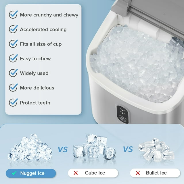 Auseo Nugget Ice Maker - Fast, Efficient, and Stylish for Home & Office