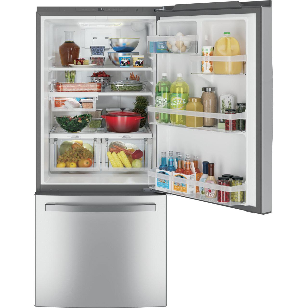 GE 30-inch Bottom Freezer Refrigerator with Interior Ice Maker