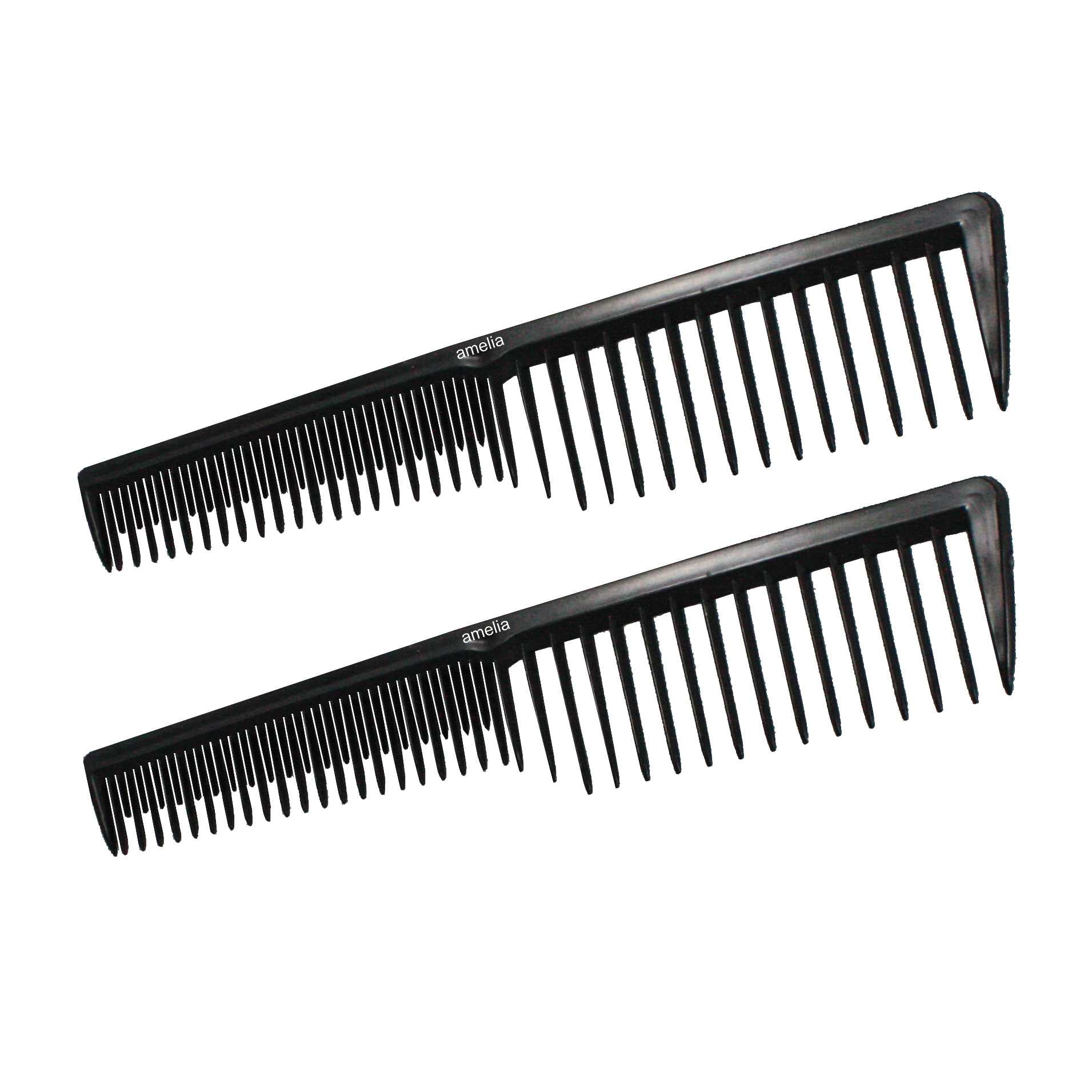 Amelia Beauty 7" Black Wide Tooth Tease Comb, 2-Pack