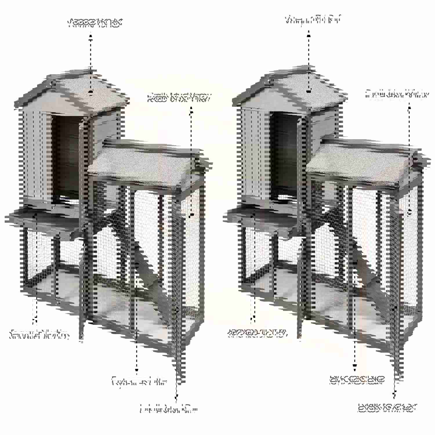 Gymax 58" Large Weatherproof Wooden Rabbit Hutch & Chicken Coop