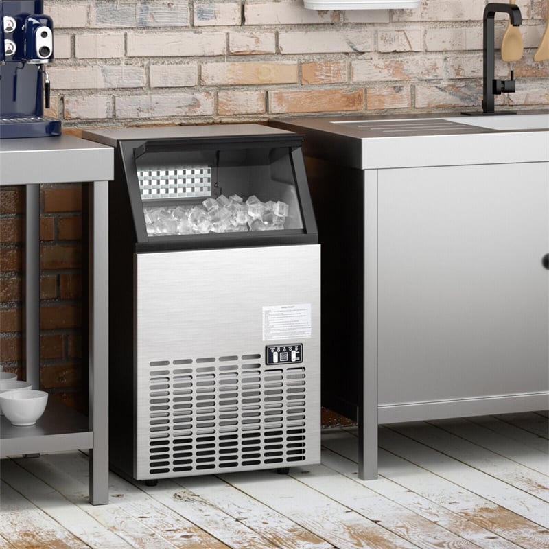 High-Capacity Stainless Steel Ice Maker - 110lbs Daily Output