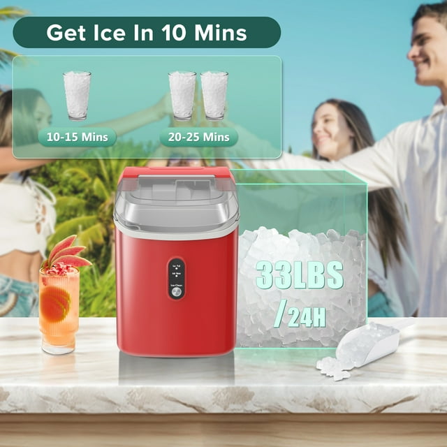 KISSAIR Nugget Ice Maker - Compact, Portable, and Fast Pellet Ice Machine