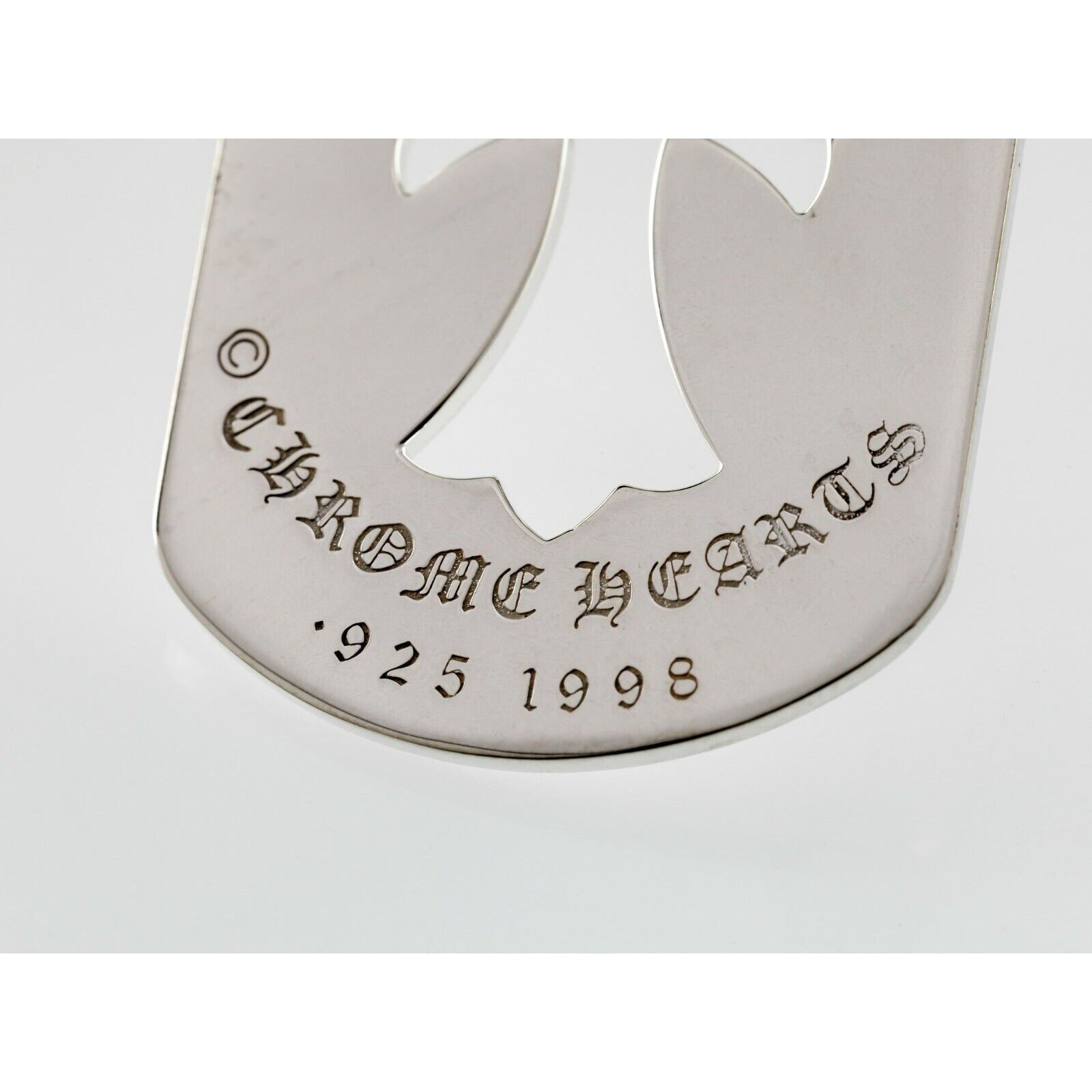 Chrome Hearts 1998 Sterling Silver Cross Cutout Dogtag Pendant