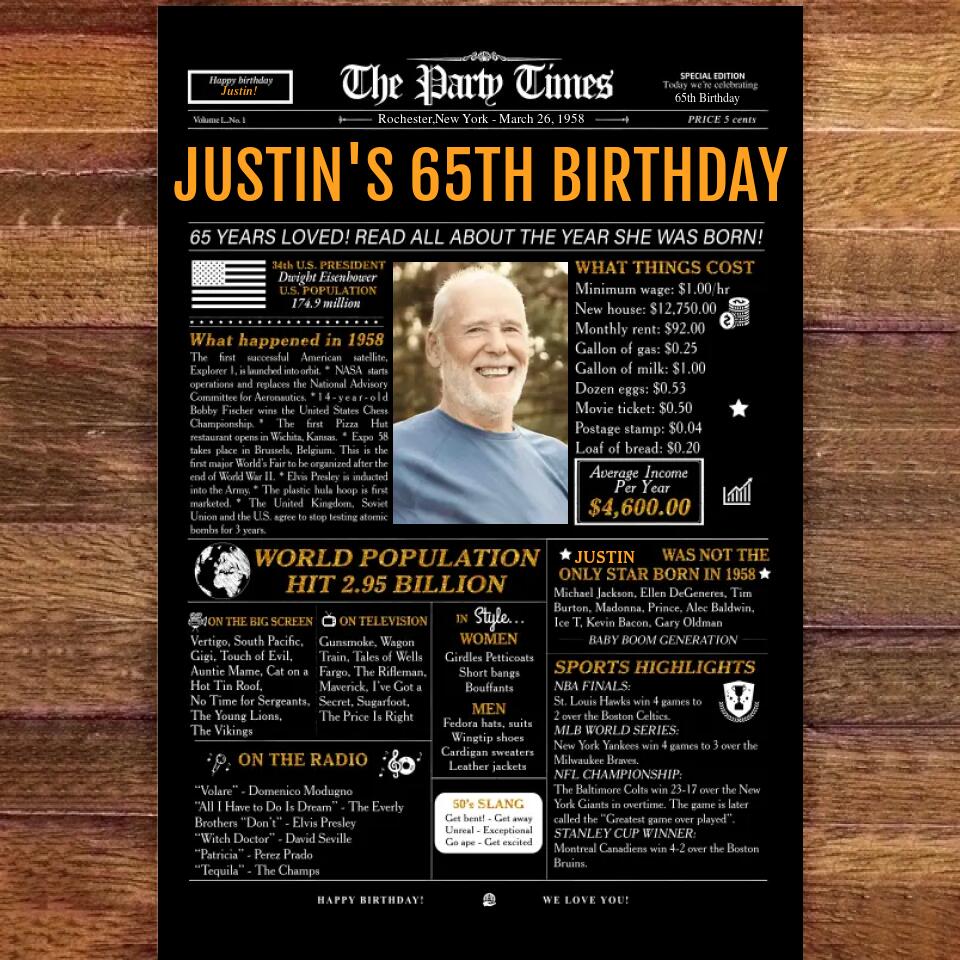 Vintage 65th Birthday Decor with 1958 Theme
