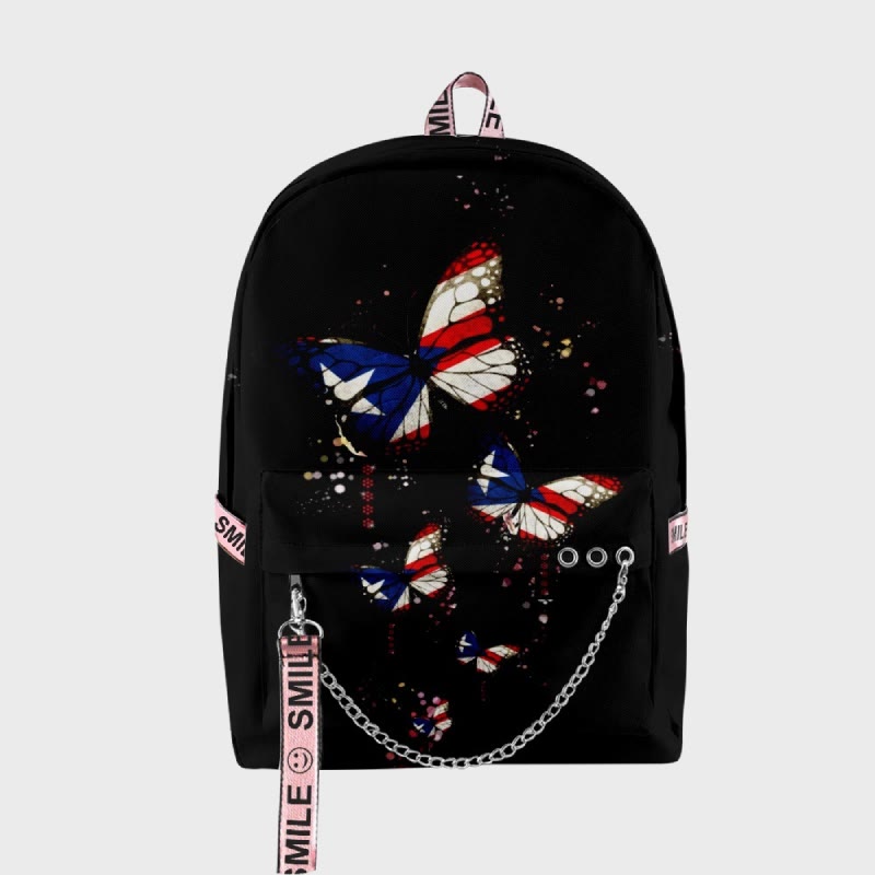 Unisex Oxford Backpack with Butterfly Print for Daily Use and Outdoor Activities
