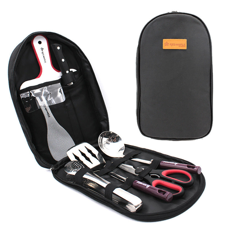 Portable Outdoor Cooking Utensil Set, 8-Piece Stainless Steel Travel Kit for Camping, Hiking, and BBQ