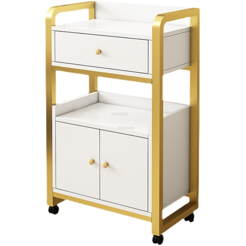 Luxury Gold Salon Trolley with Multi-Layer Storage
