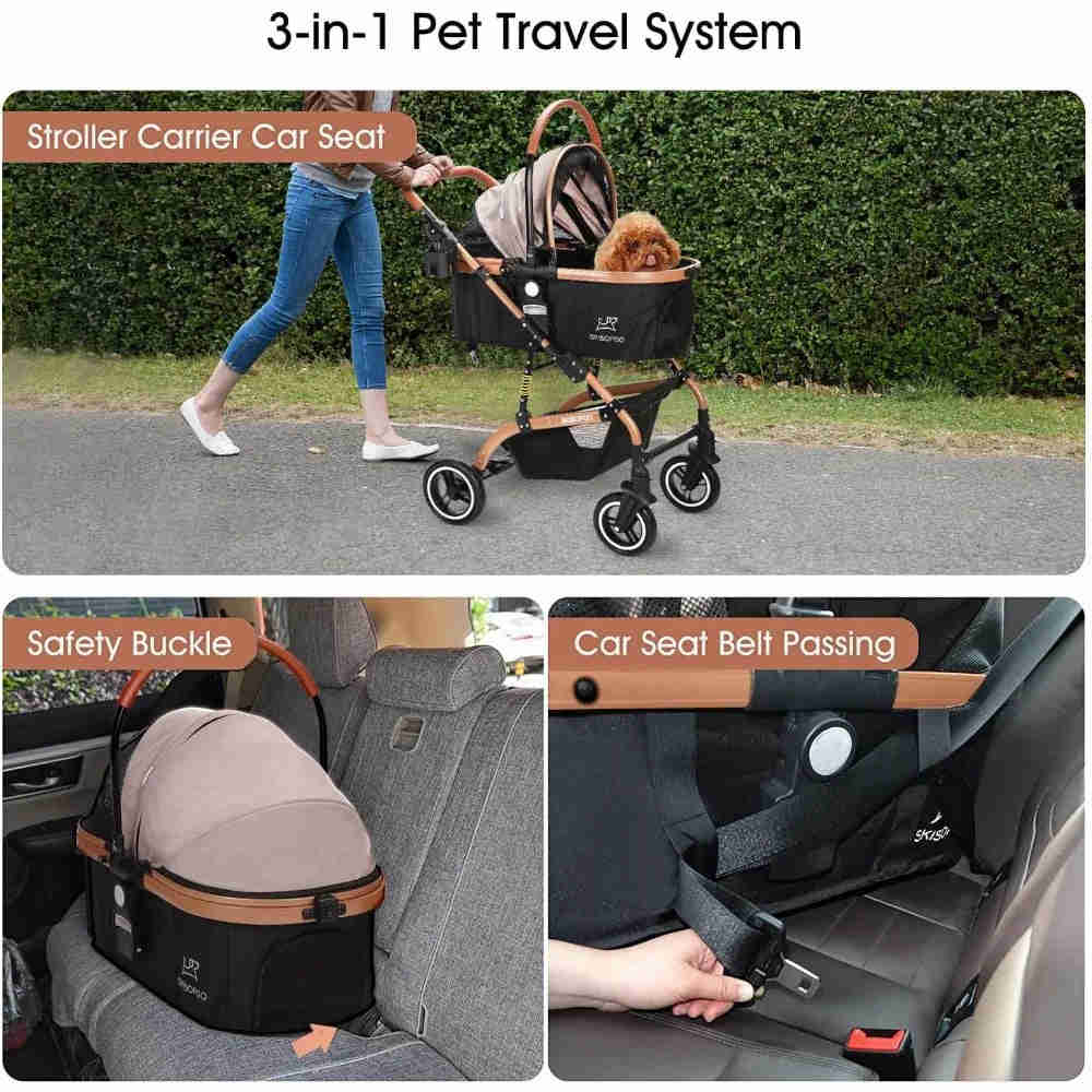 All-in-One Pet Trolley Stroller | Versatile Travel Companion for Dogs & Cats