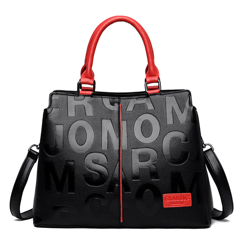 Stylish Vintage Leather Letter Printed Handbag