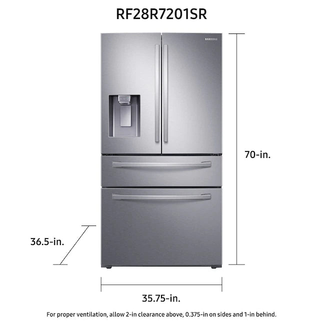 Samsung 28-cu ft 4-Door Smart French Door Refrigerator with Ice Maker - Open Box