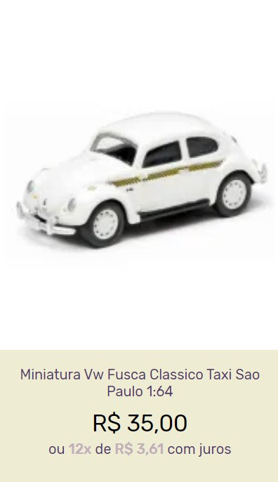 Vintage Cars Collection - VW Fusca Set of 7 Unique Models