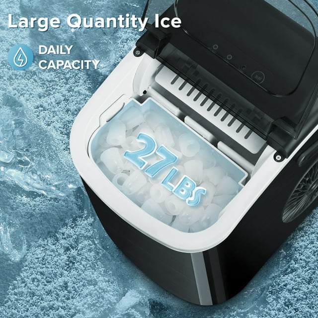 Auseo Compact Ice Maker, 9 Cubes in 8 Mins, 26 lbs Daily, Self-Cleaning