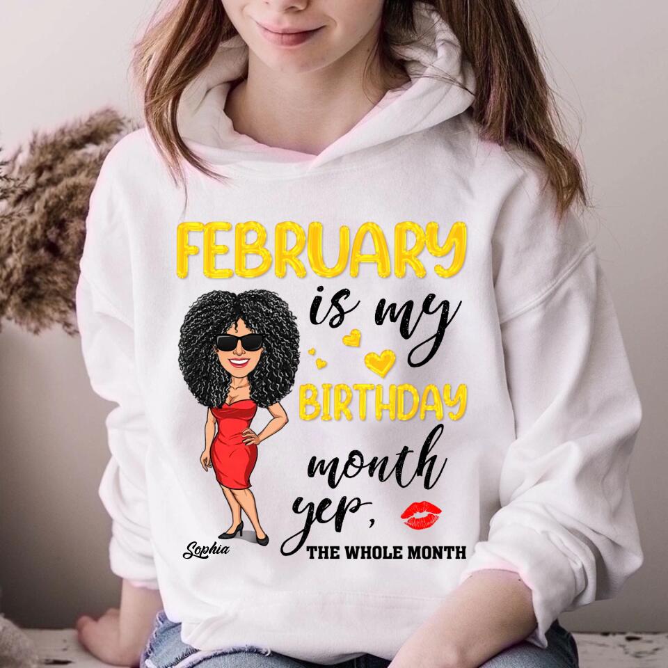 February Birthday Queen Shirt, Custom-Made for February-born Ladies