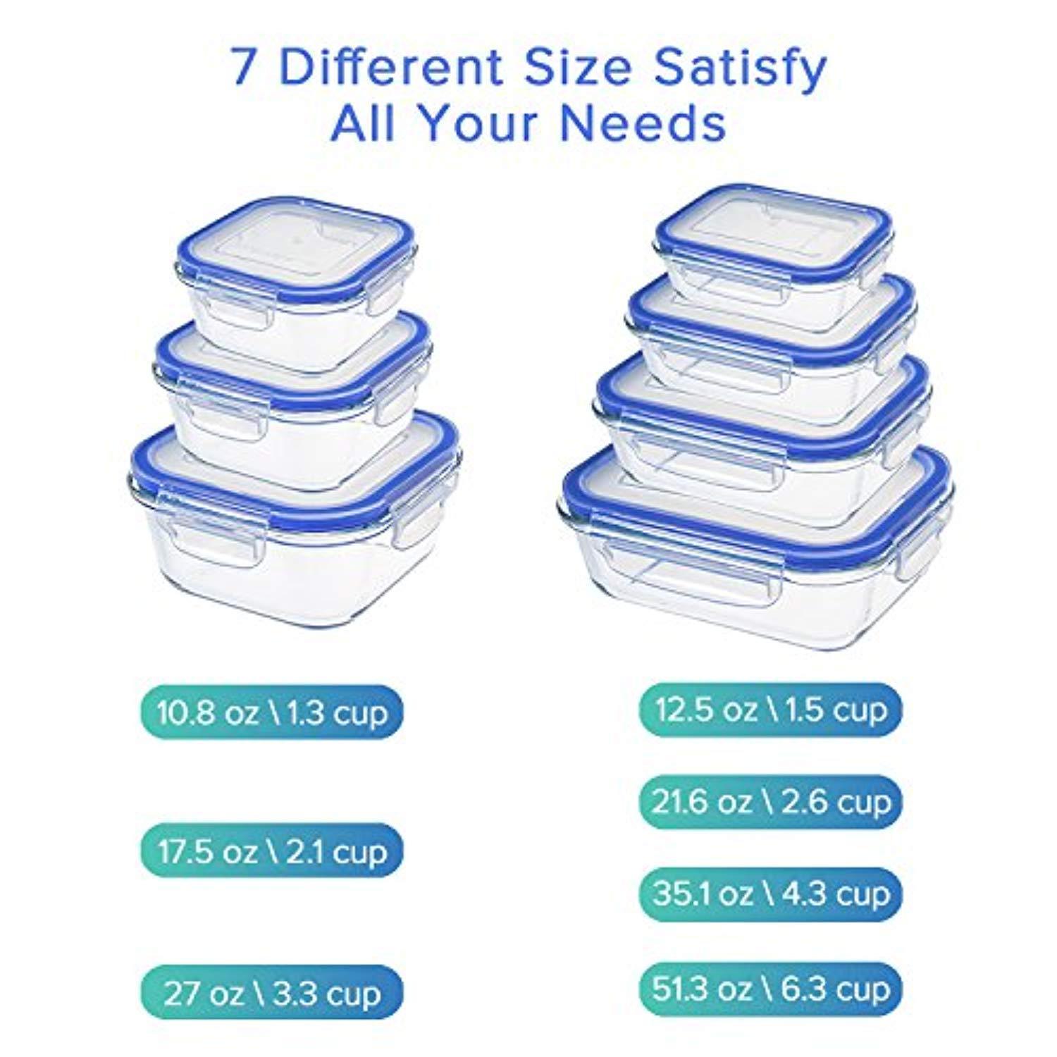 Zestkit Glass Food Storage Containers, 10-Piece Set with Airtight Lids