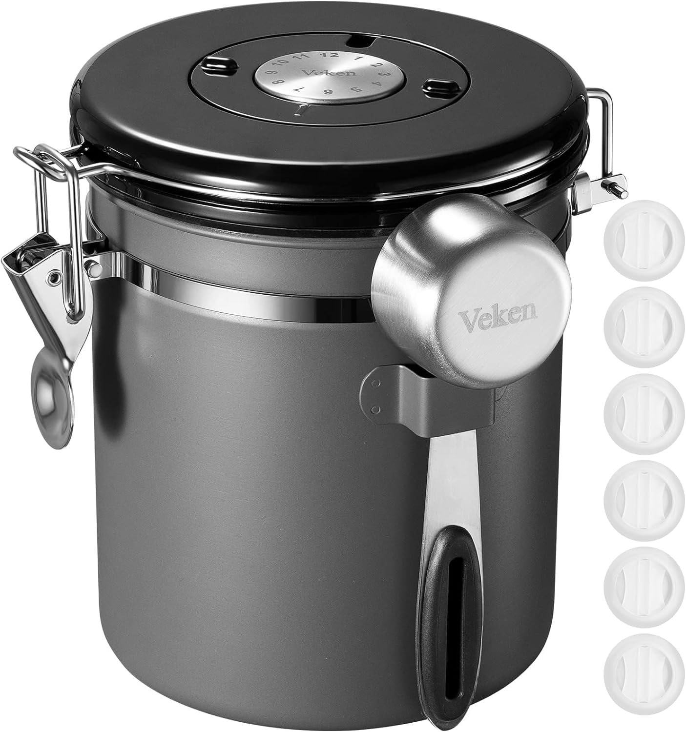 Braviie Copper Airtight Coffee Canister, 22oz Stainless Steel Container with CO2 Valve and Date Tracker