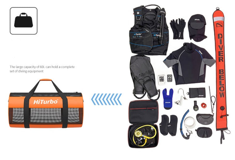 HiTurbo® 60L Waterproof Mesh Duffel Bag for Outdoor Adventures