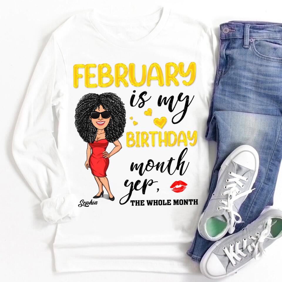 February Birthday Queen Shirt, Custom-Made for February-born Ladies