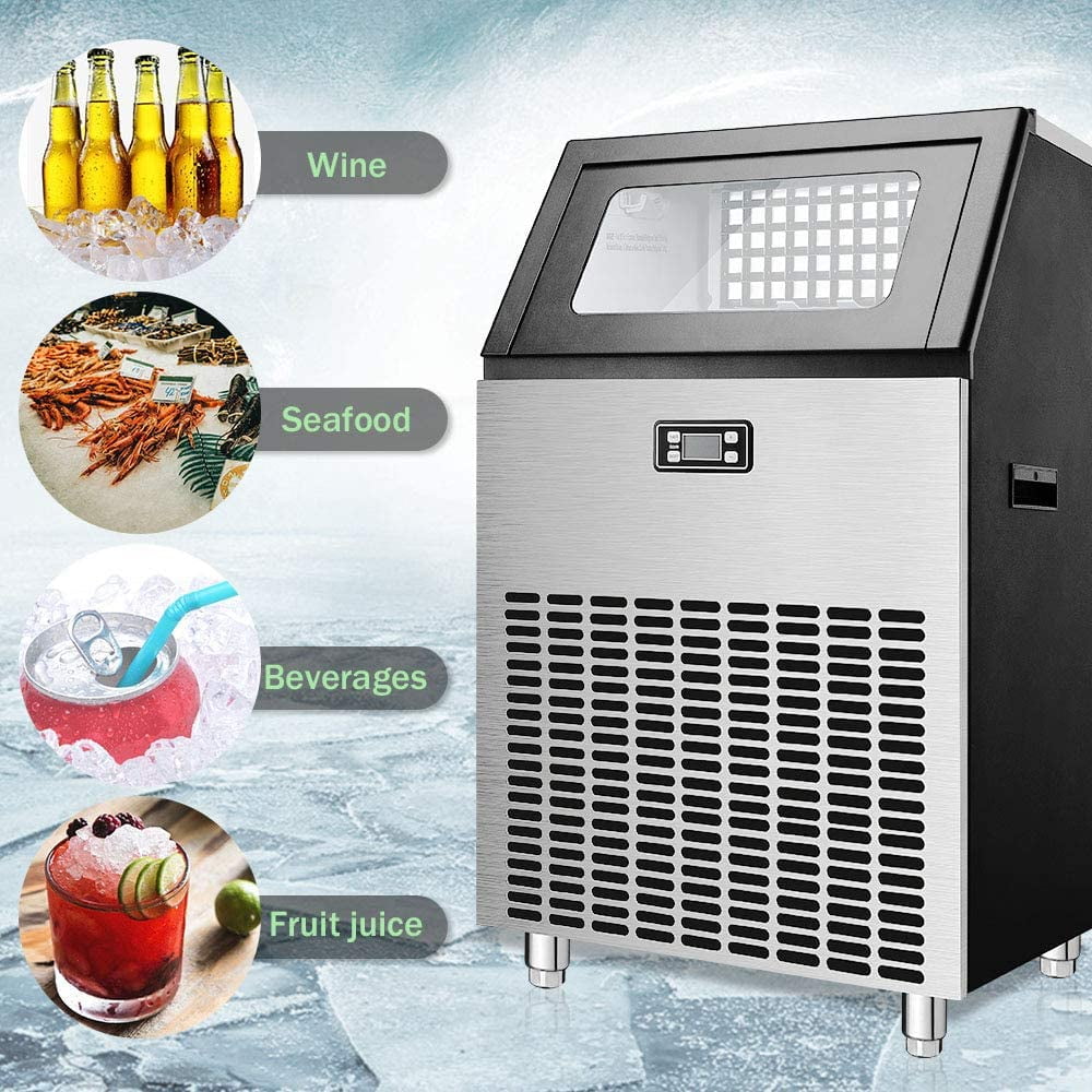 Auseo High-Capacity Commercial Ice Maker, 265 lbs/Day with 48 lb Storage