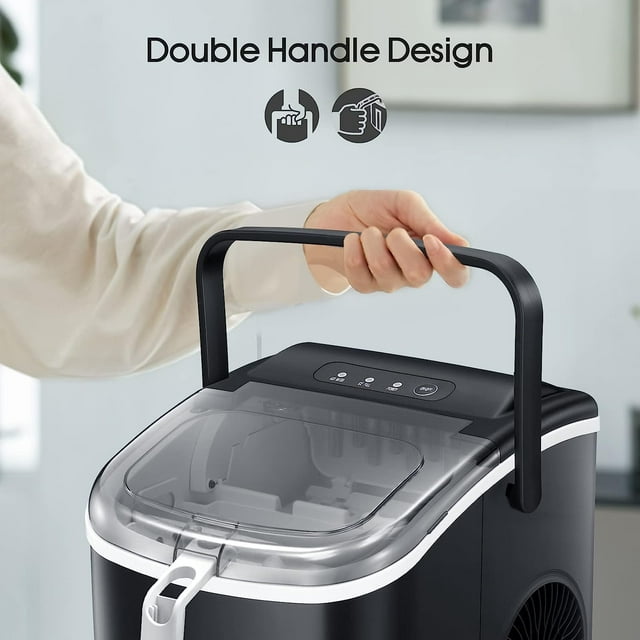 Auseo Countertop Ice Maker, Portable and Stylish with Self-Cleaning, 26lbs/Day