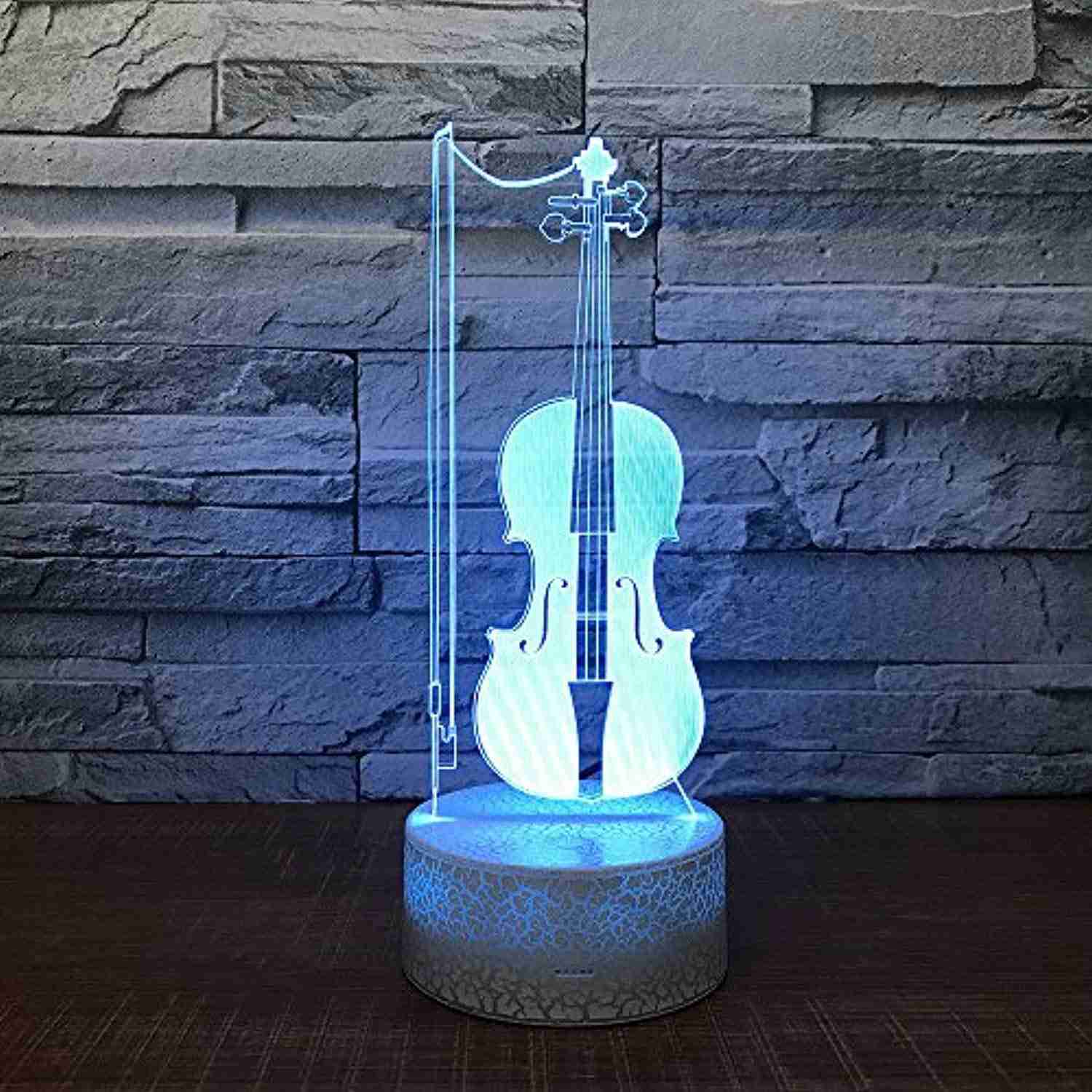 3D Violin LED Night Light - 7 Color Changing Desk Lamp for Home Decor