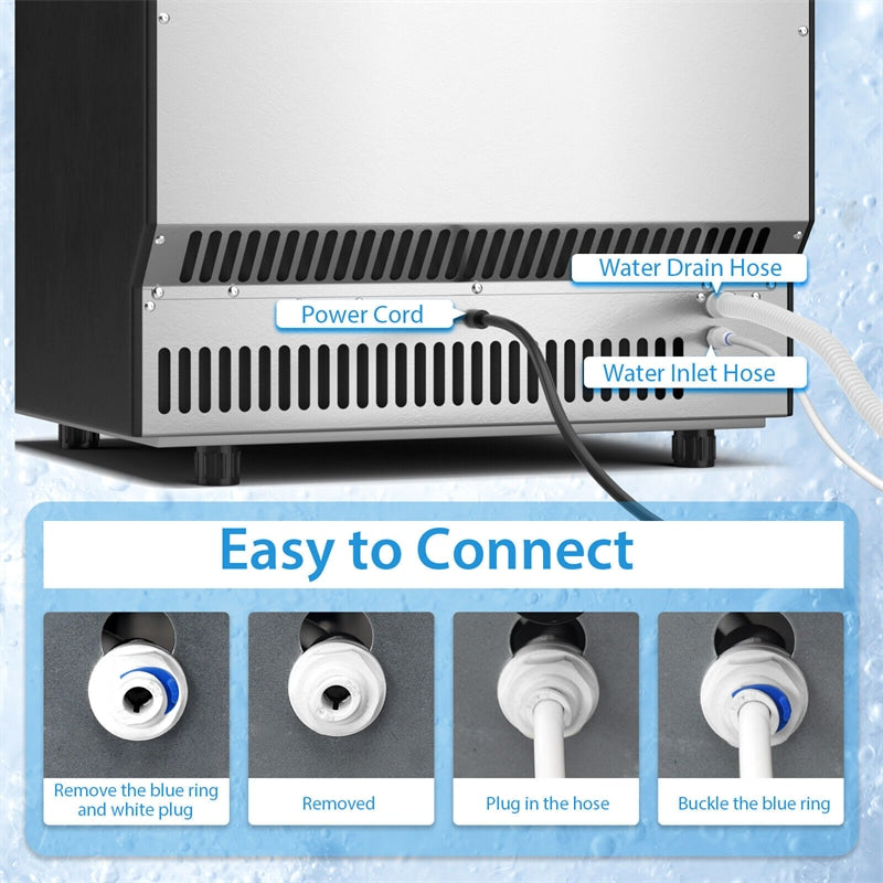 High-Capacity Stainless Steel Ice Maker - 110lbs Daily Output