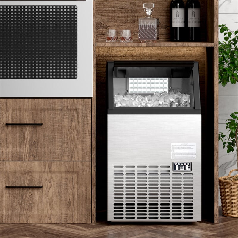 High-Capacity Stainless Steel Ice Maker - 110lbs Daily Output