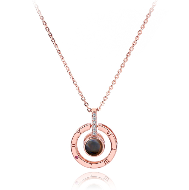 Elegant Rose Gold "I Love You" Pendant Necklace for Couples