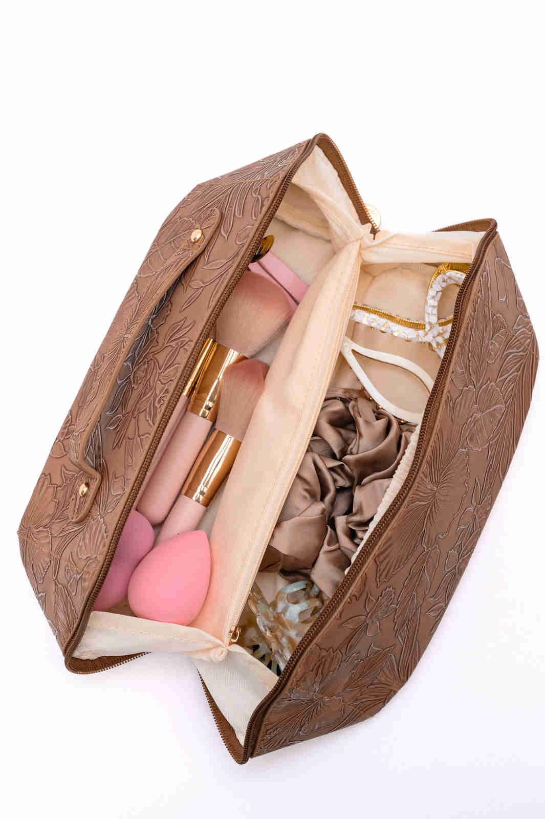Luxurious Embossed PU Leather Cosmetic Bag