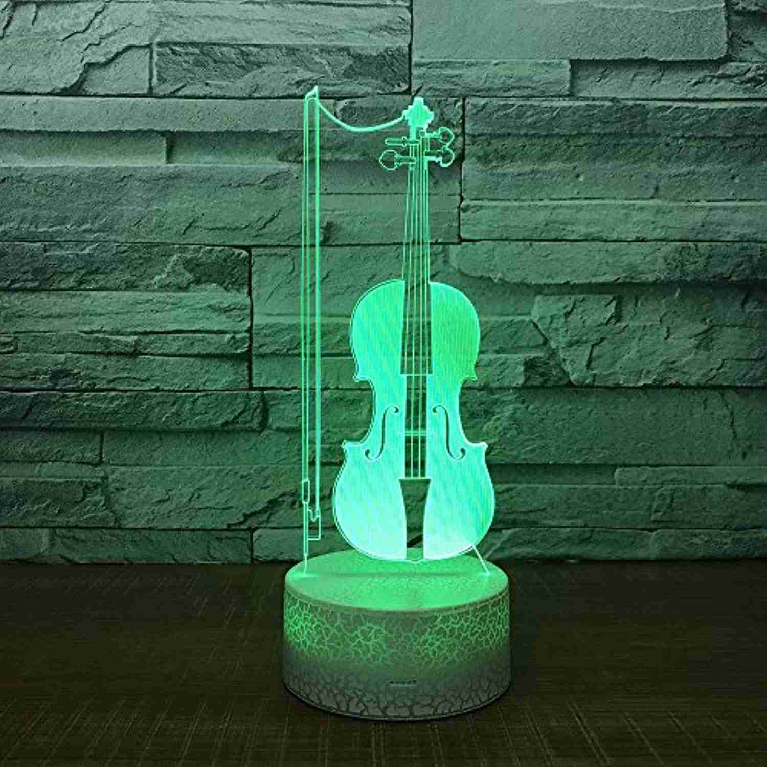 3D Violin LED Night Light - 7 Color Changing Desk Lamp for Home Decor