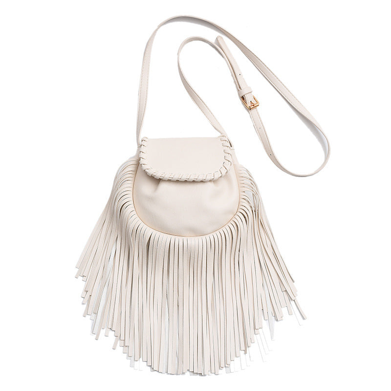 Stylish PU Leather Tassel Crossbody Bucket Bag