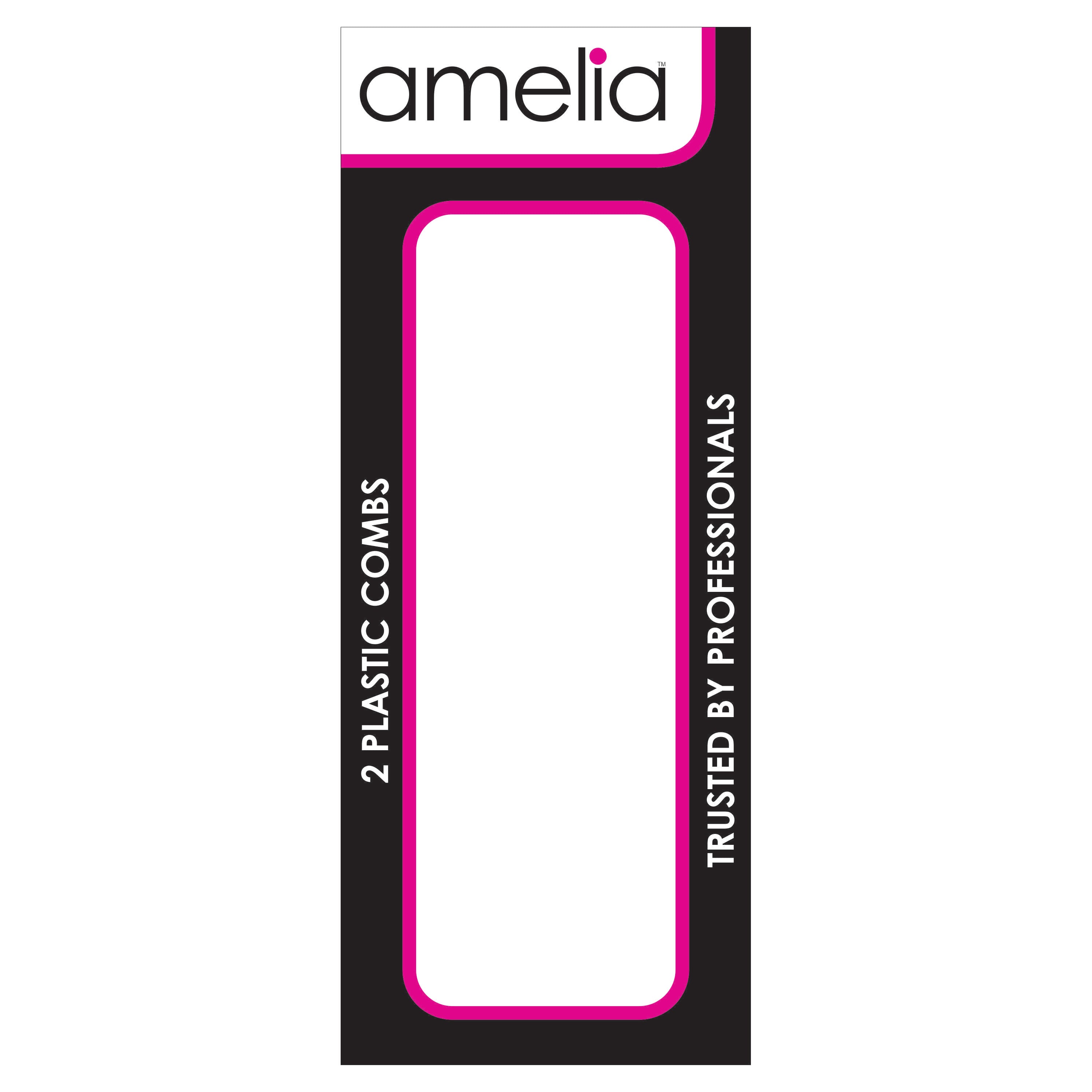 Amelia Beauty 7" Black Wide Tooth Tease Comb, 2-Pack